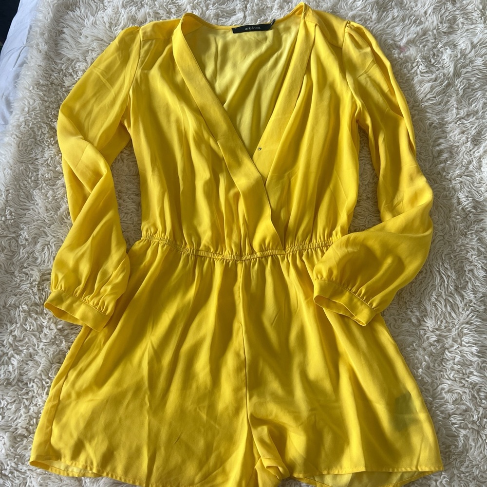 Ark & Co Yellow Long Sleeve Jumpsuit